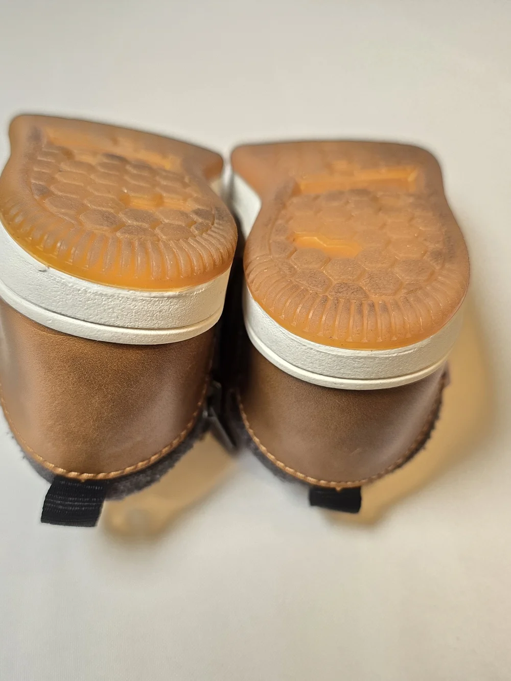 Kids Brown Leather-Look High-Top Sneakers with Red Laces